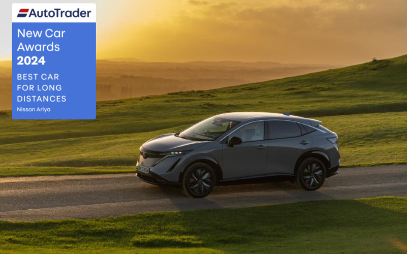 Nissan ARIYA Wins AutoTrader 2024 Best Car for Long Distances Award