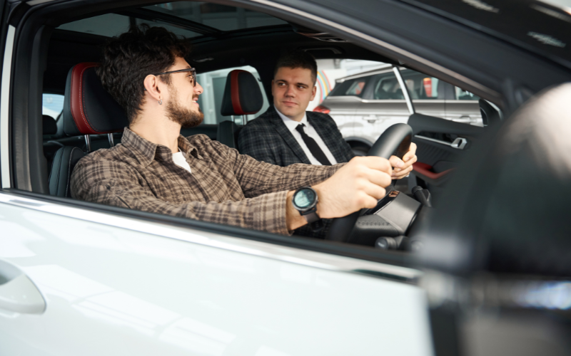 test driving a car