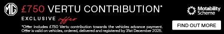 MG Motability 750 Contribution Banner
